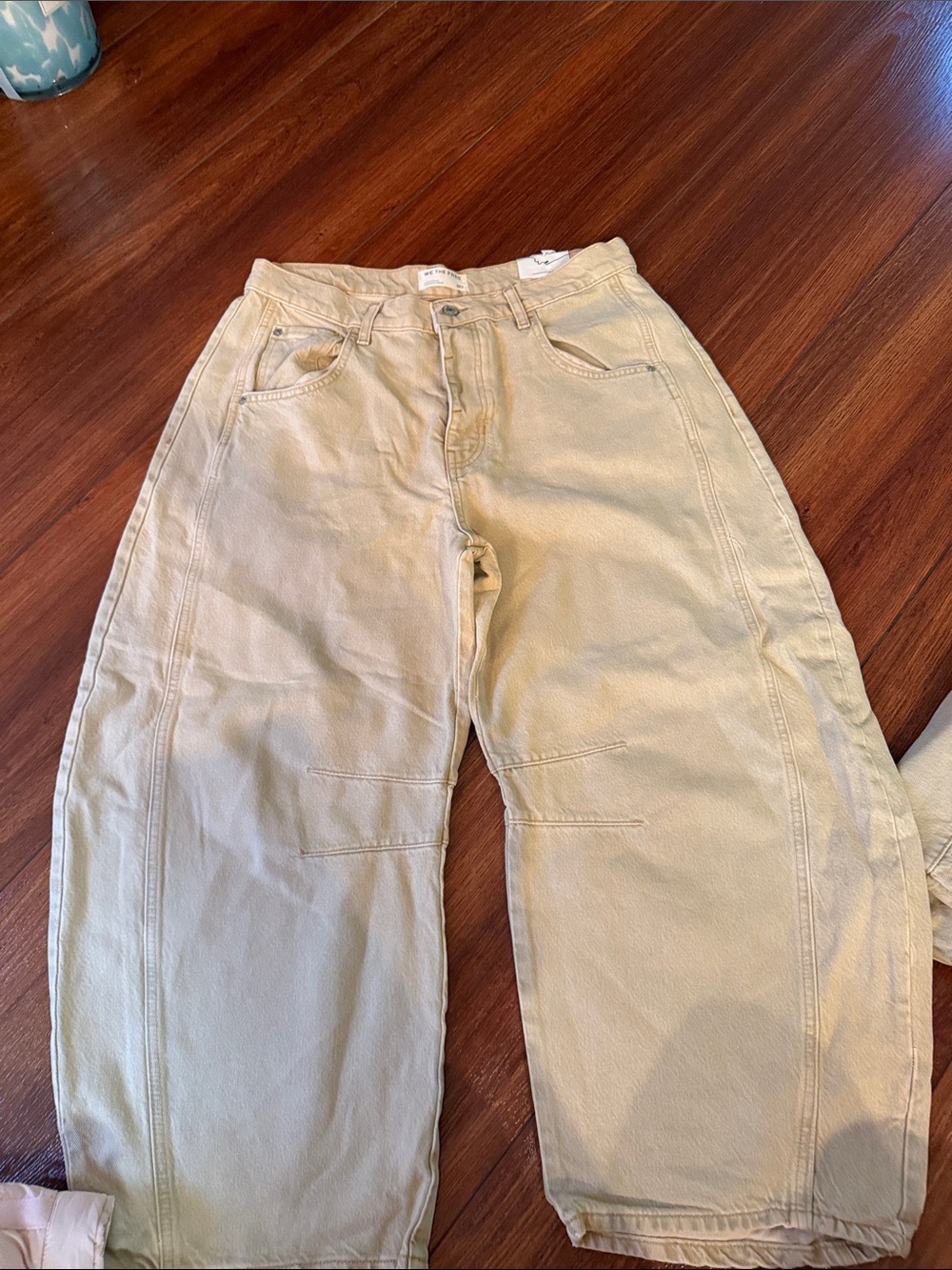 We The Free good luck mid rise barrel khaki color